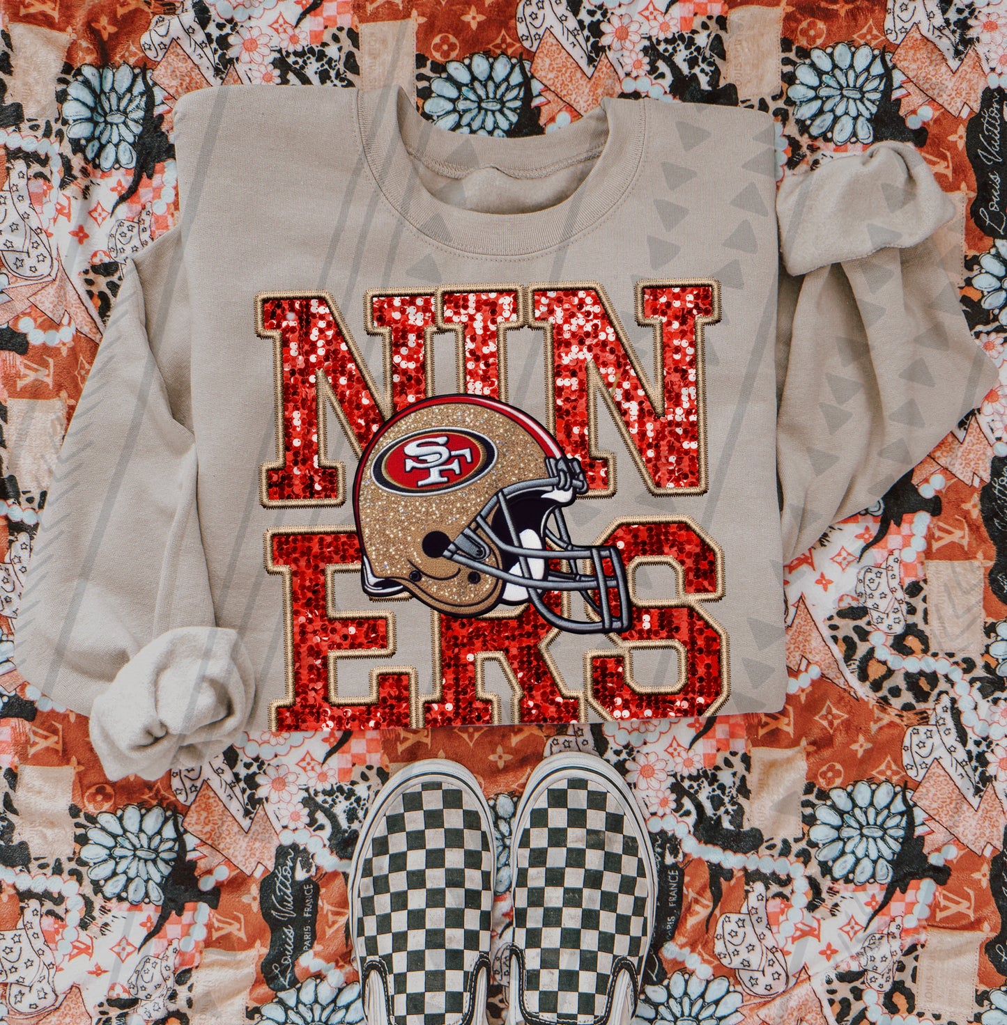 Faux Embroidery Football Team