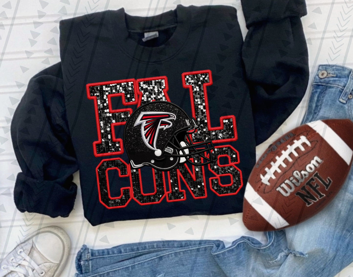 Faux Embroidery Football Team