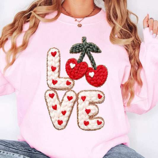 Cherries Love Faux Knit
